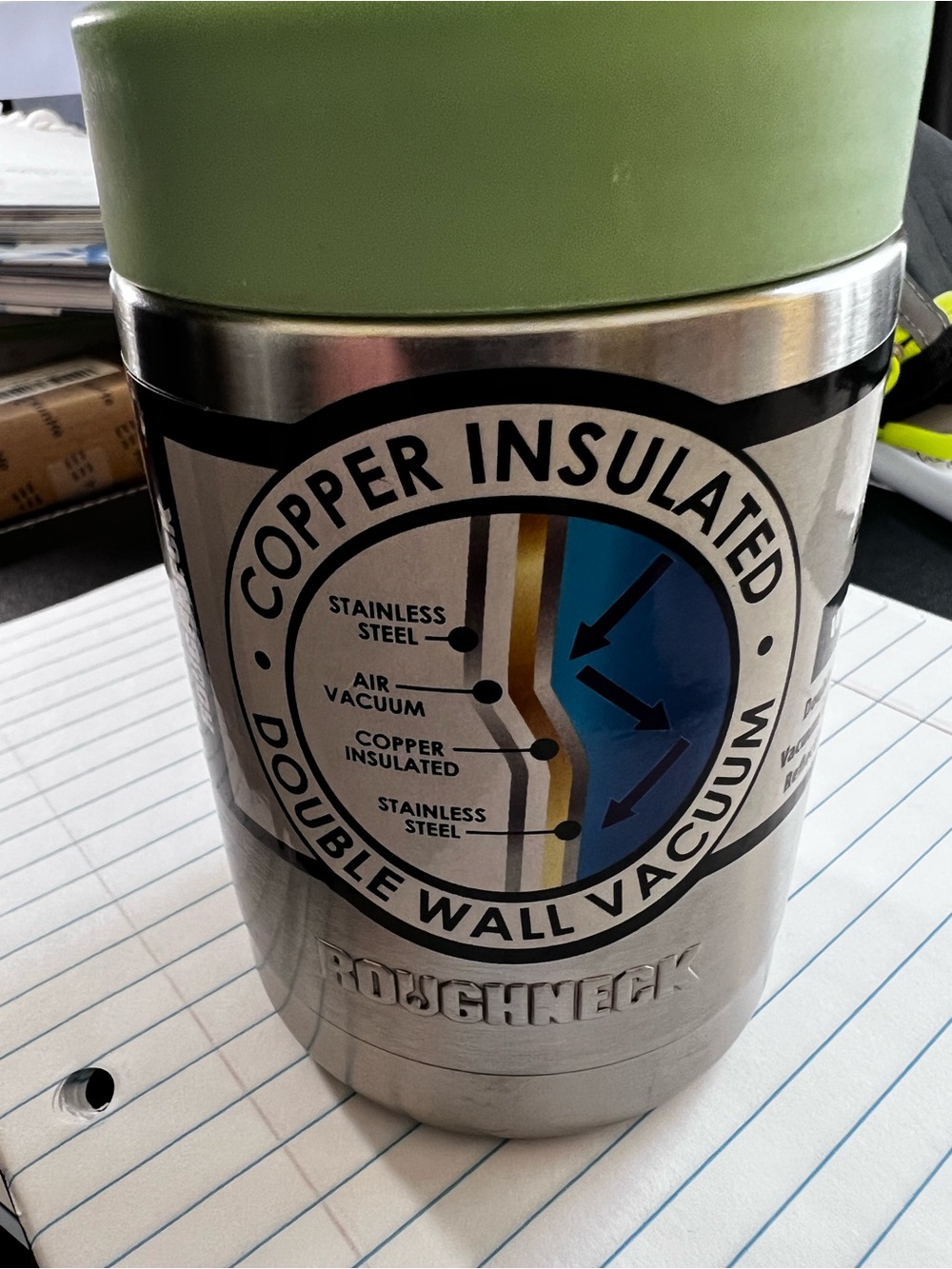 ROUGHNECK 12oz COPPER INSULATED GLOW IN THE DARK CAN/BOTTLE COOLER. NWOT